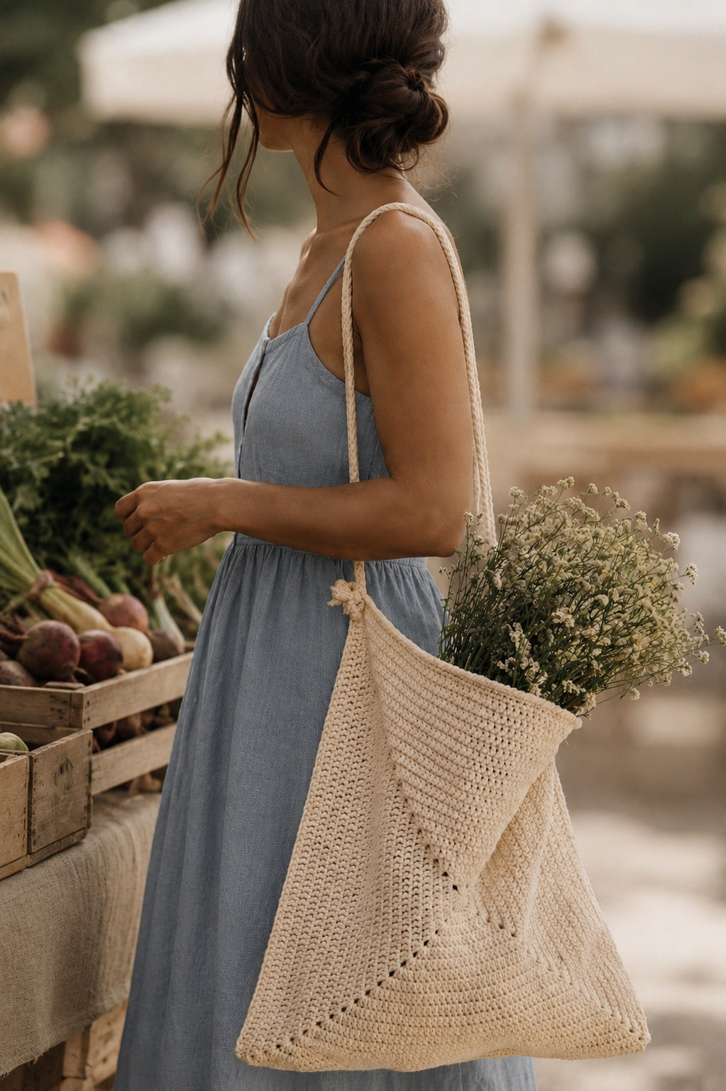 crochet tote bag purse crochet farmers market Sinensis Tote
