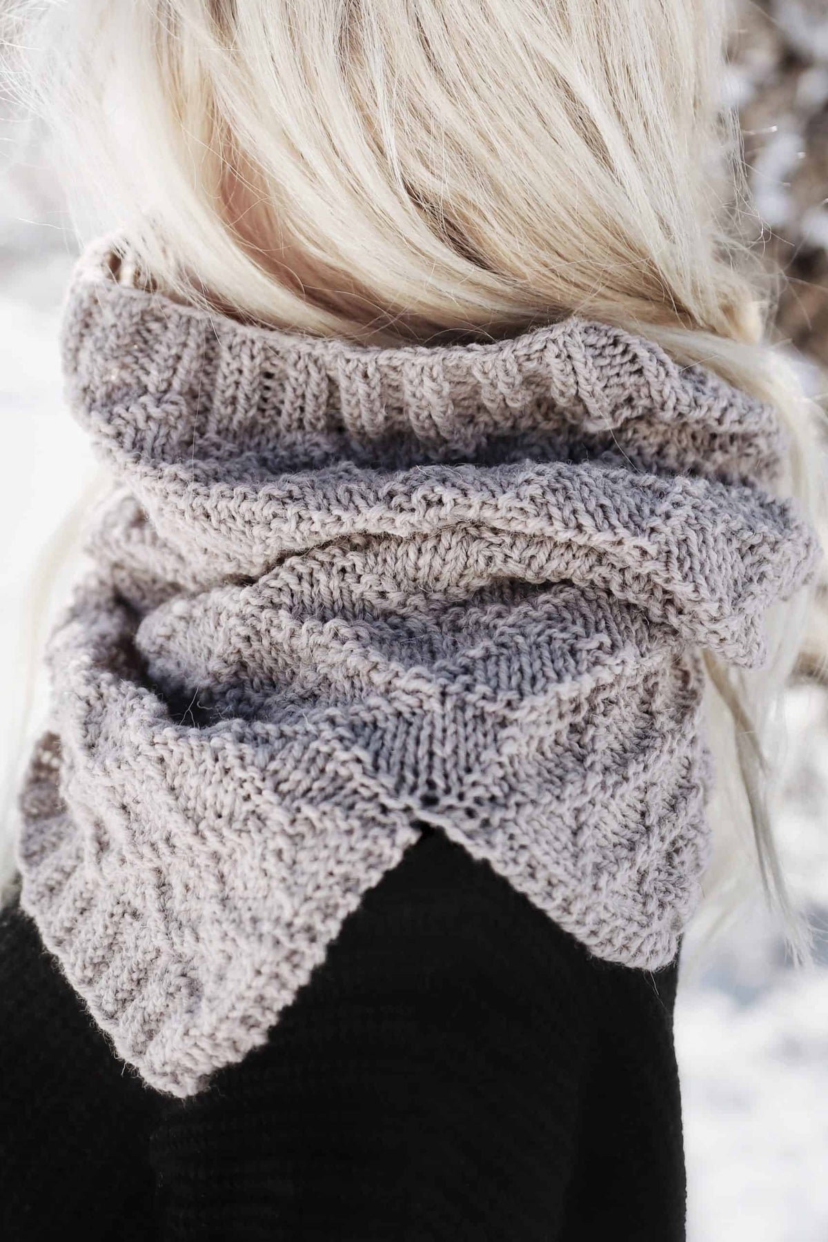 split hem cowl knitting pattern, knit infinity scarf easy knit snood Harbor Cowl