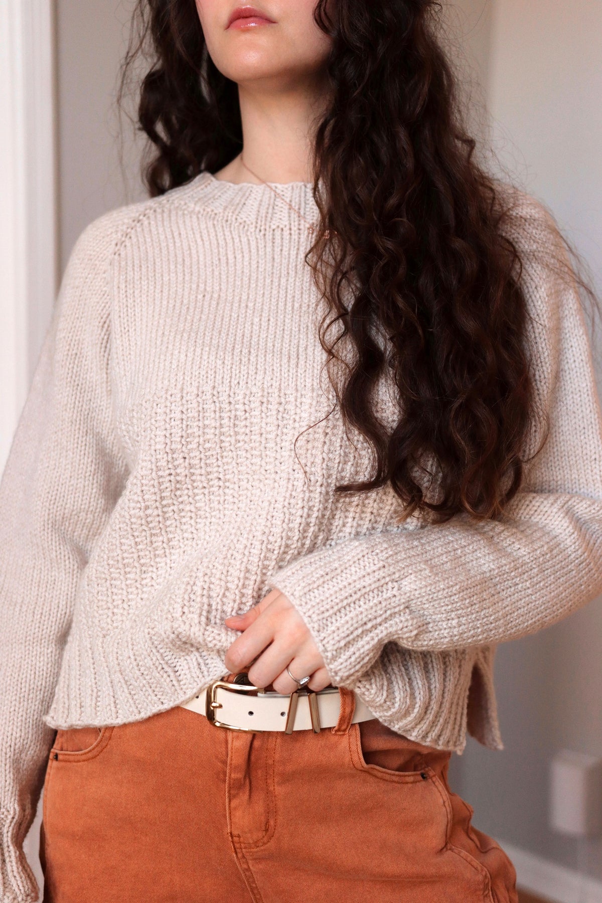 Textured Raglan Sweater Knitting Pattern – The Linen Sweater Cropped Pullover (Worsted Weight)