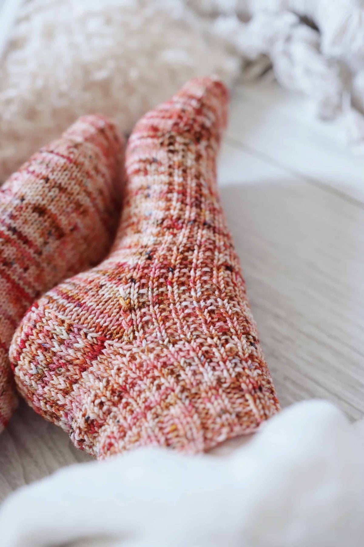 Easy textured ankle socks knit pattern detail showing cozy ribbed cuff