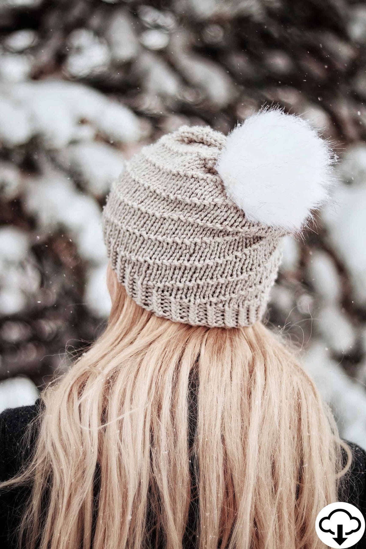 Cream knitted beanie with swirl texture detail - Iris beanie knitting pattern by Darling Jadore