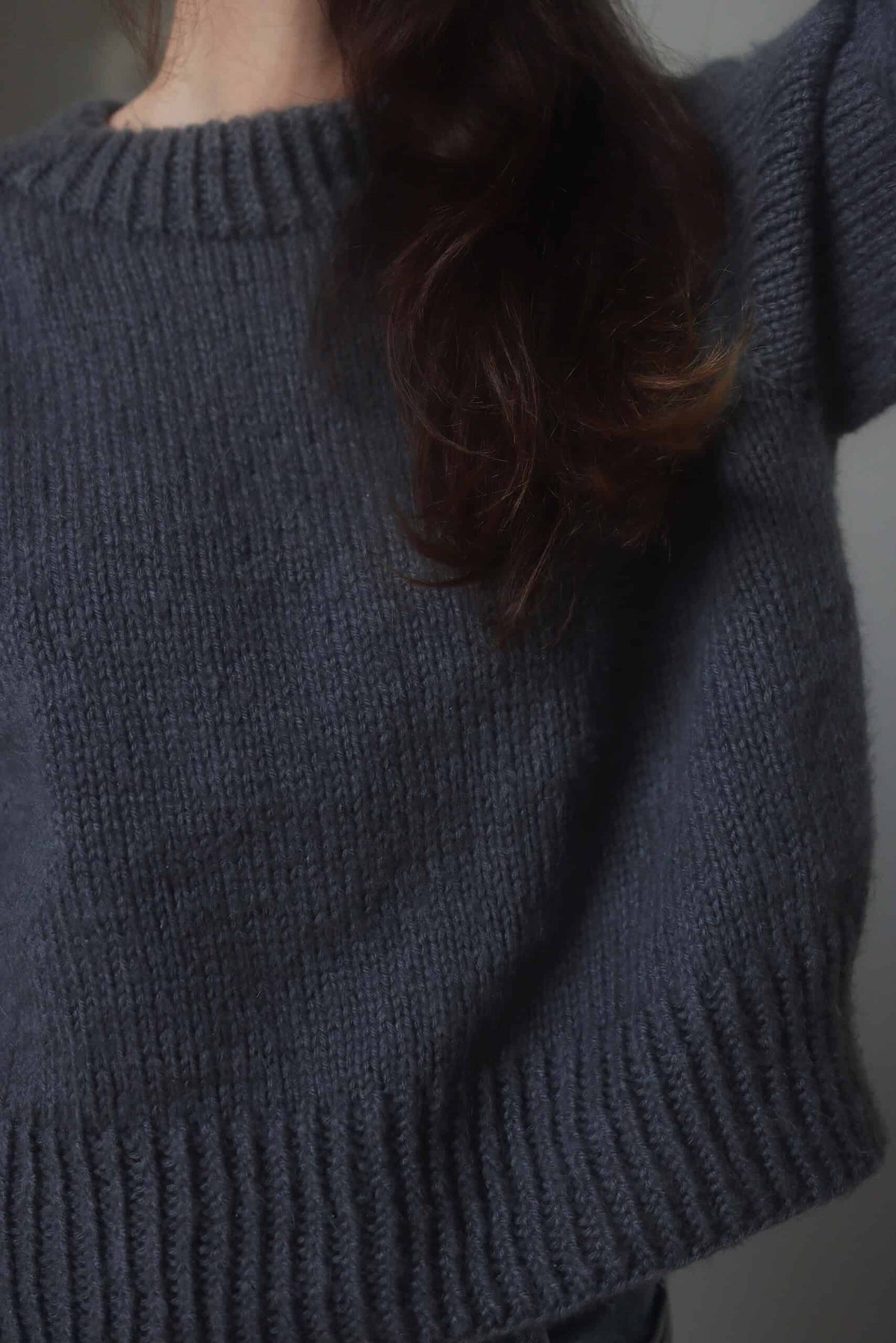 Cream raglan pullover sweater knitted in stockinette stitch - Ash Sweater beginner-friendly pattern by Darling Jadore