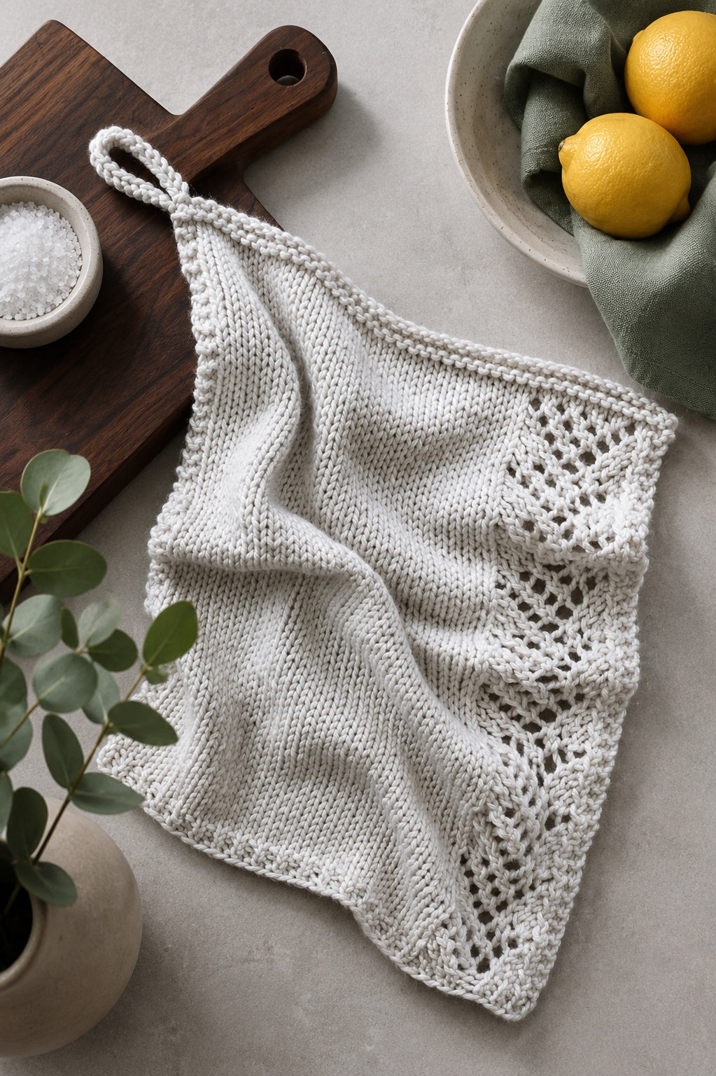 tea towel knitting pattern kitchen decor knit easy hand towel Wheatfield Tea Towel