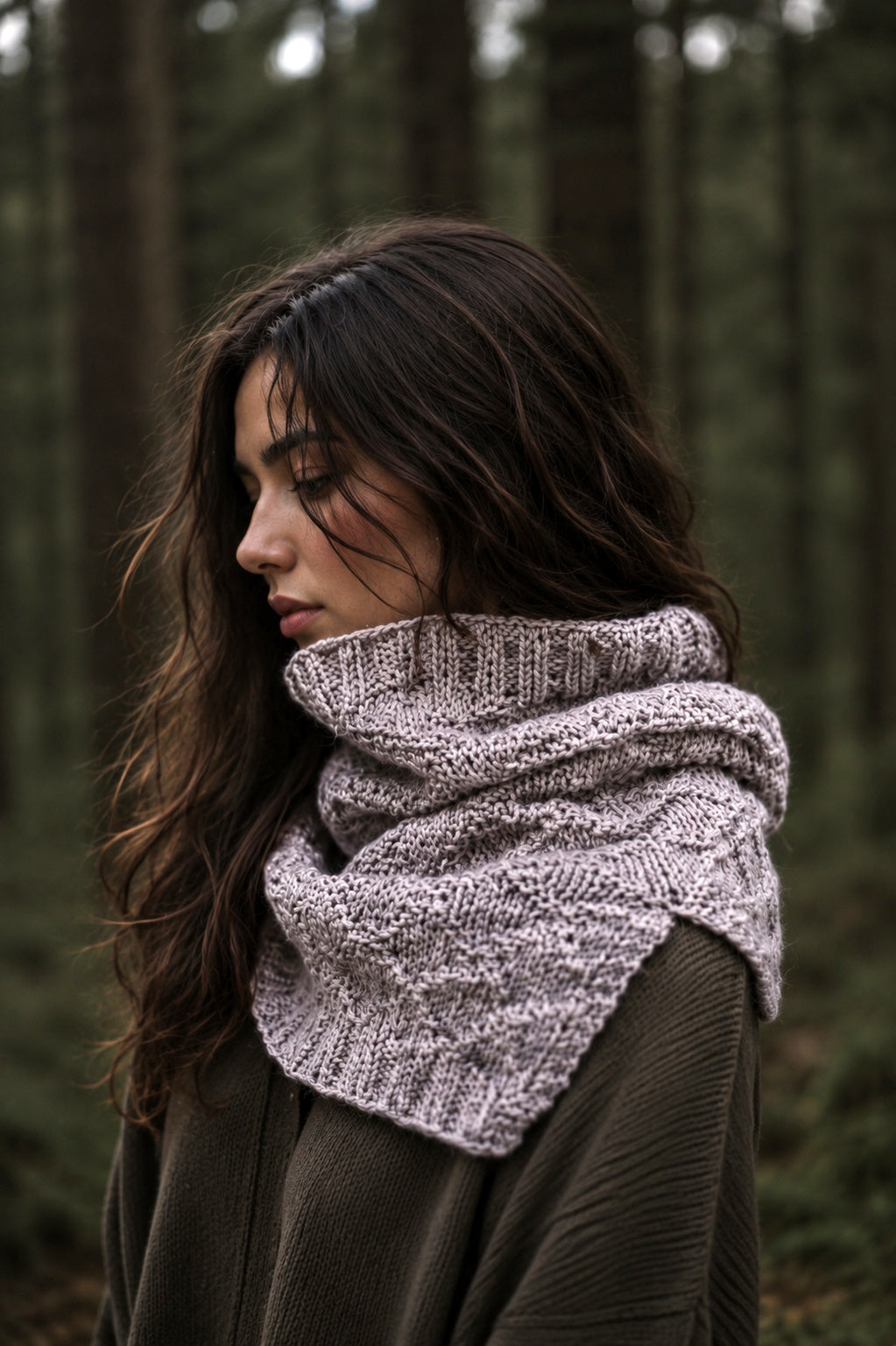 split hem cowl knitting pattern, knit infinity scarf easy knit snood Harbor Cowl