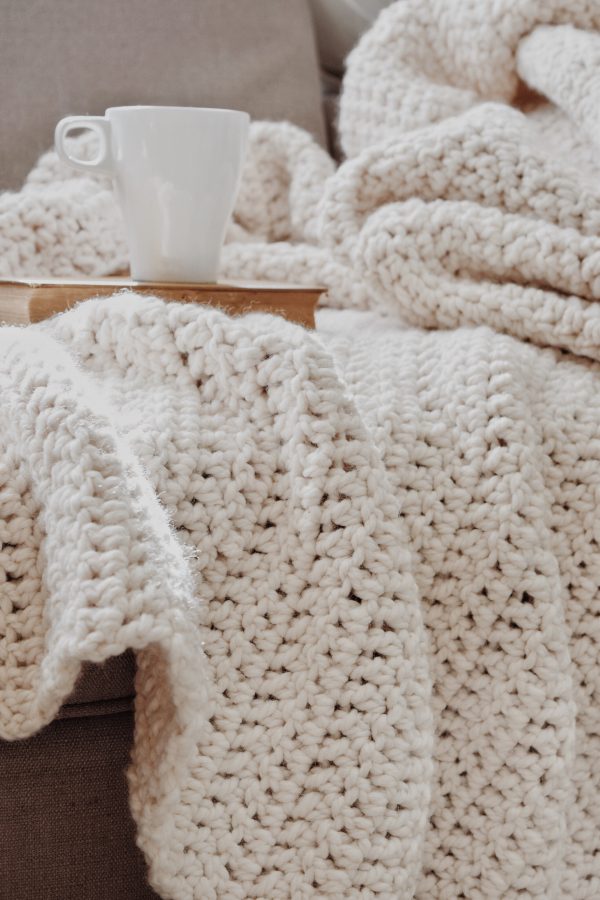 Beginner-friendly crochet afghan pattern detail showing simple stitch construction