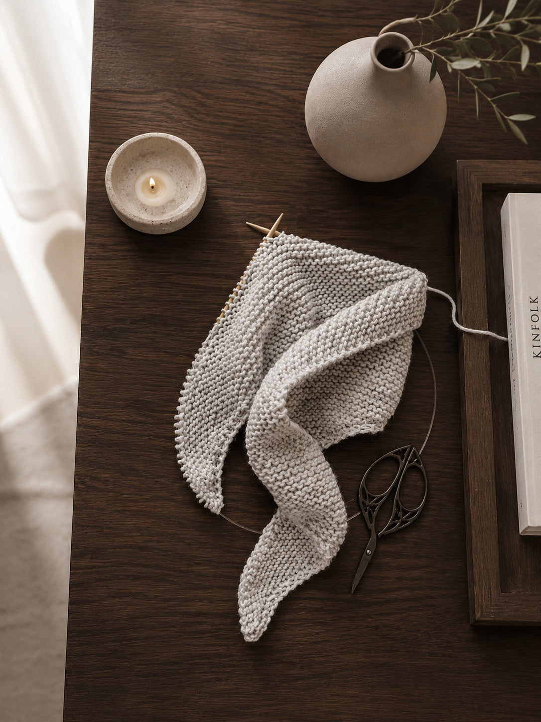 triangle scarf knitting pattern, knit bandana scarf Sunday Scarf