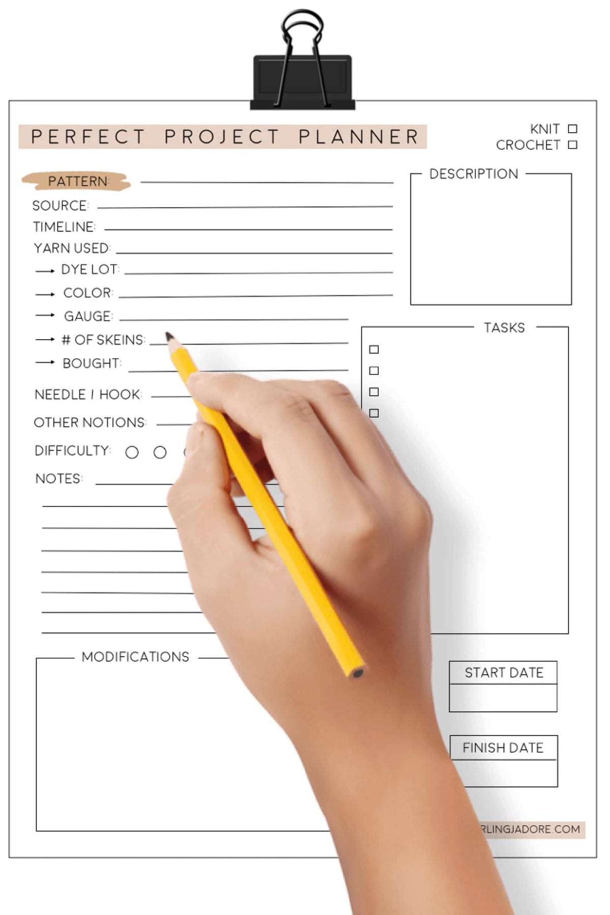 Perfect Project Planner for knitters and crocheters with organized layout and clean design