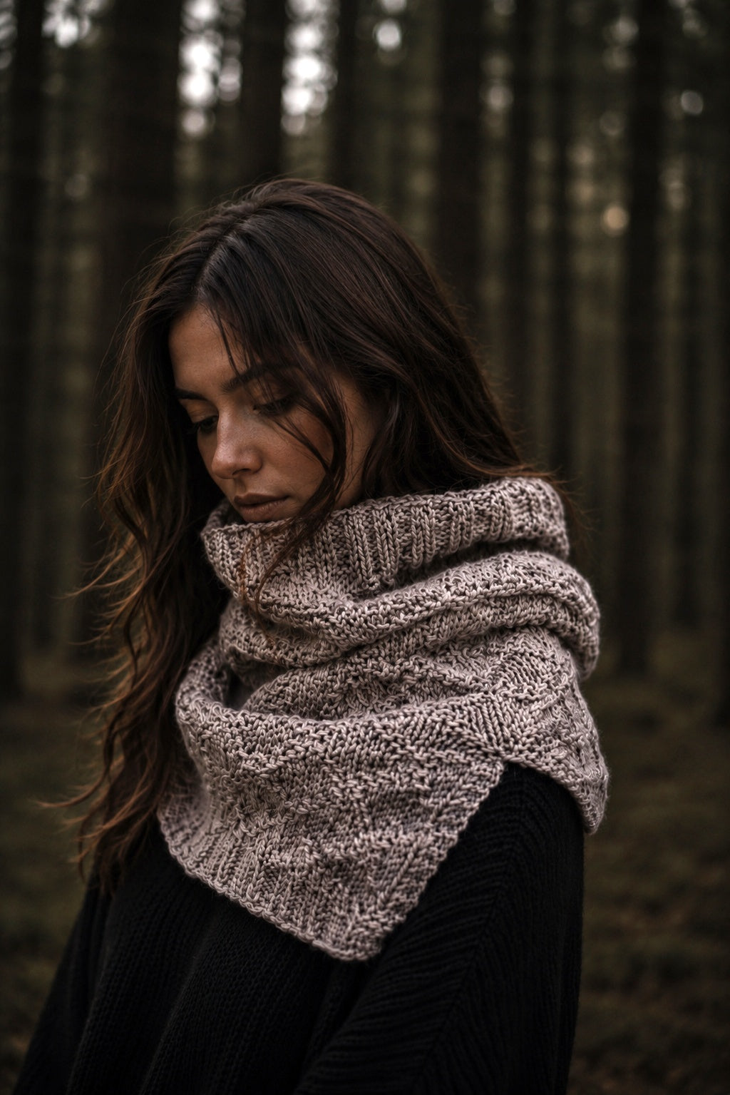 split hem cowl knitting pattern, knit infinity scarf easy knit snood Harbor Cowl