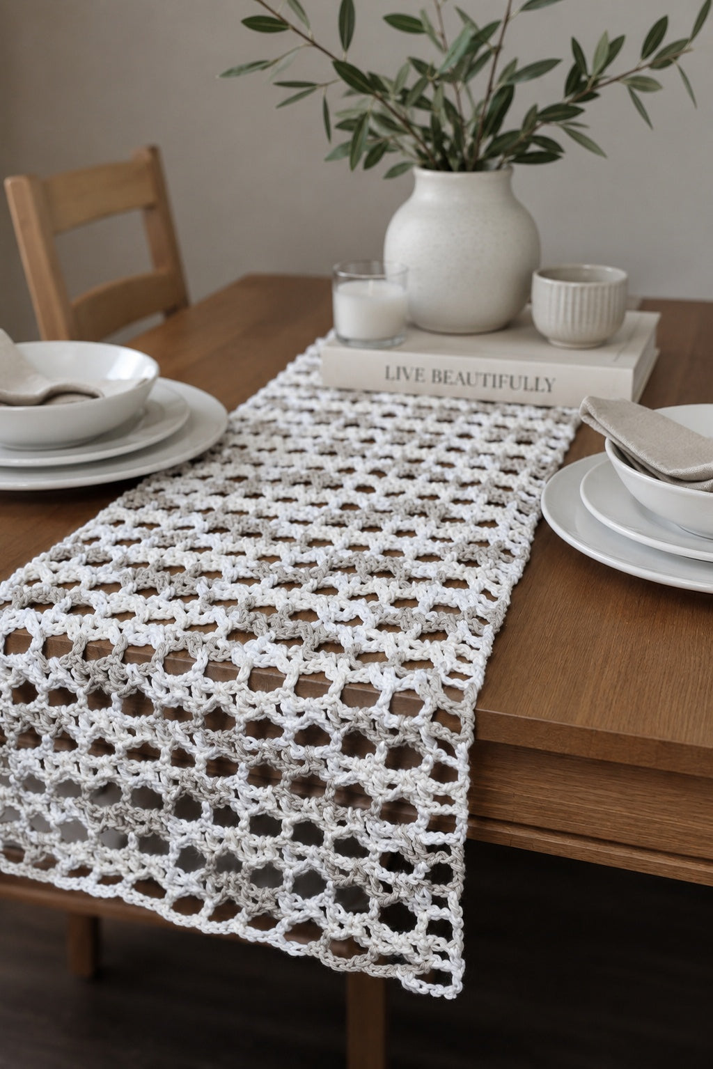 crochet table runner kitchen decor easy crochet pattern Lichen Table Cloth