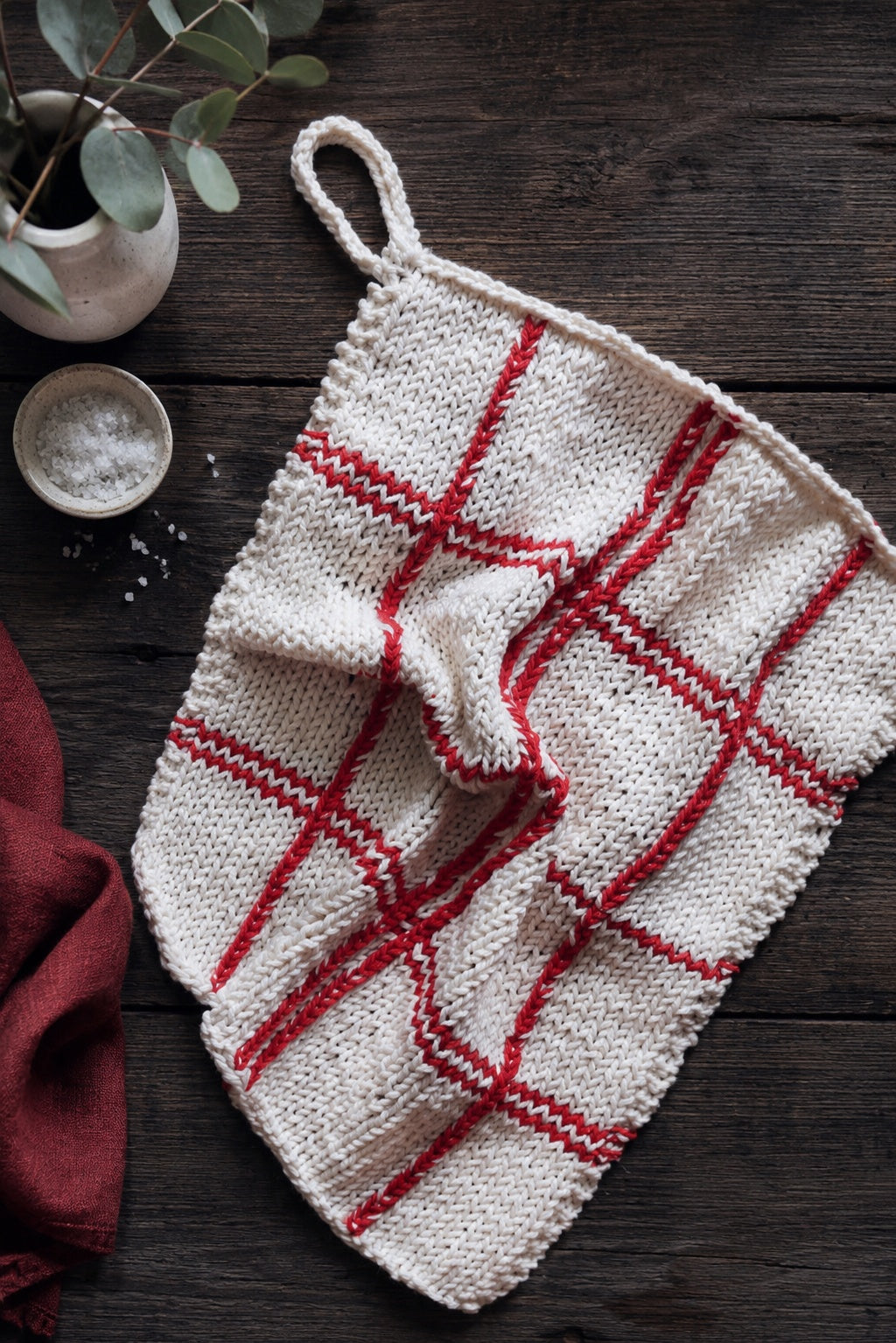 plaid knit tea towel knittign pattern tartan kitchen decor knit pattern Plaid Hand Towel