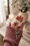 knit keychain knitting pattern lace knit key fob Coastal keychain