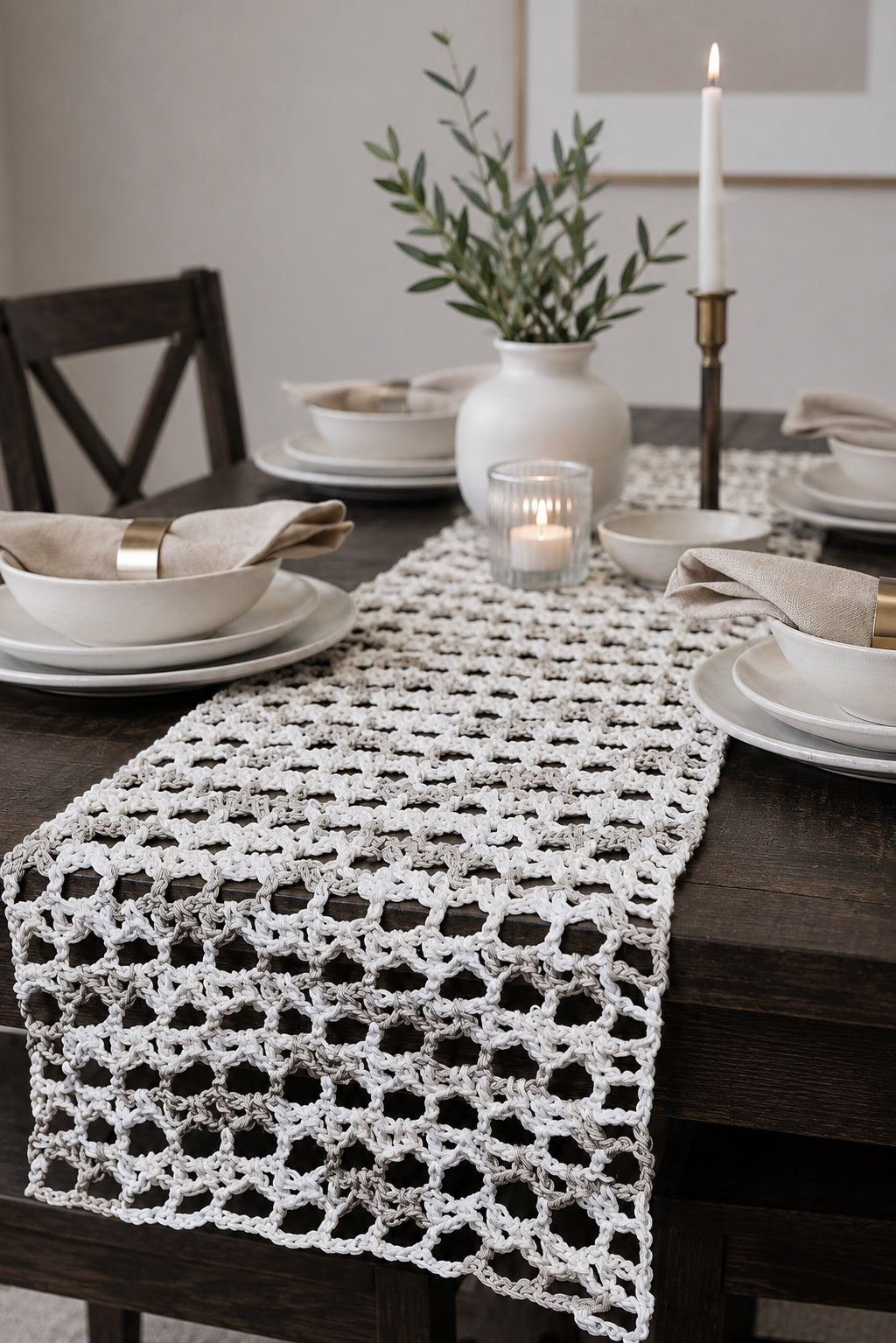 crochet table runner kitchen decor easy crochet pattern Lichen Table Cloth