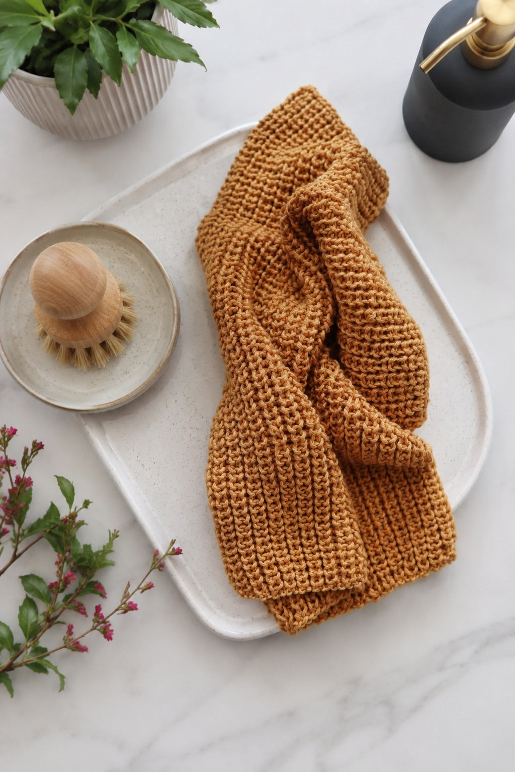 knit tea towel pattern Sunchase kitchen decor farmhouse modern knit pattern hand towel