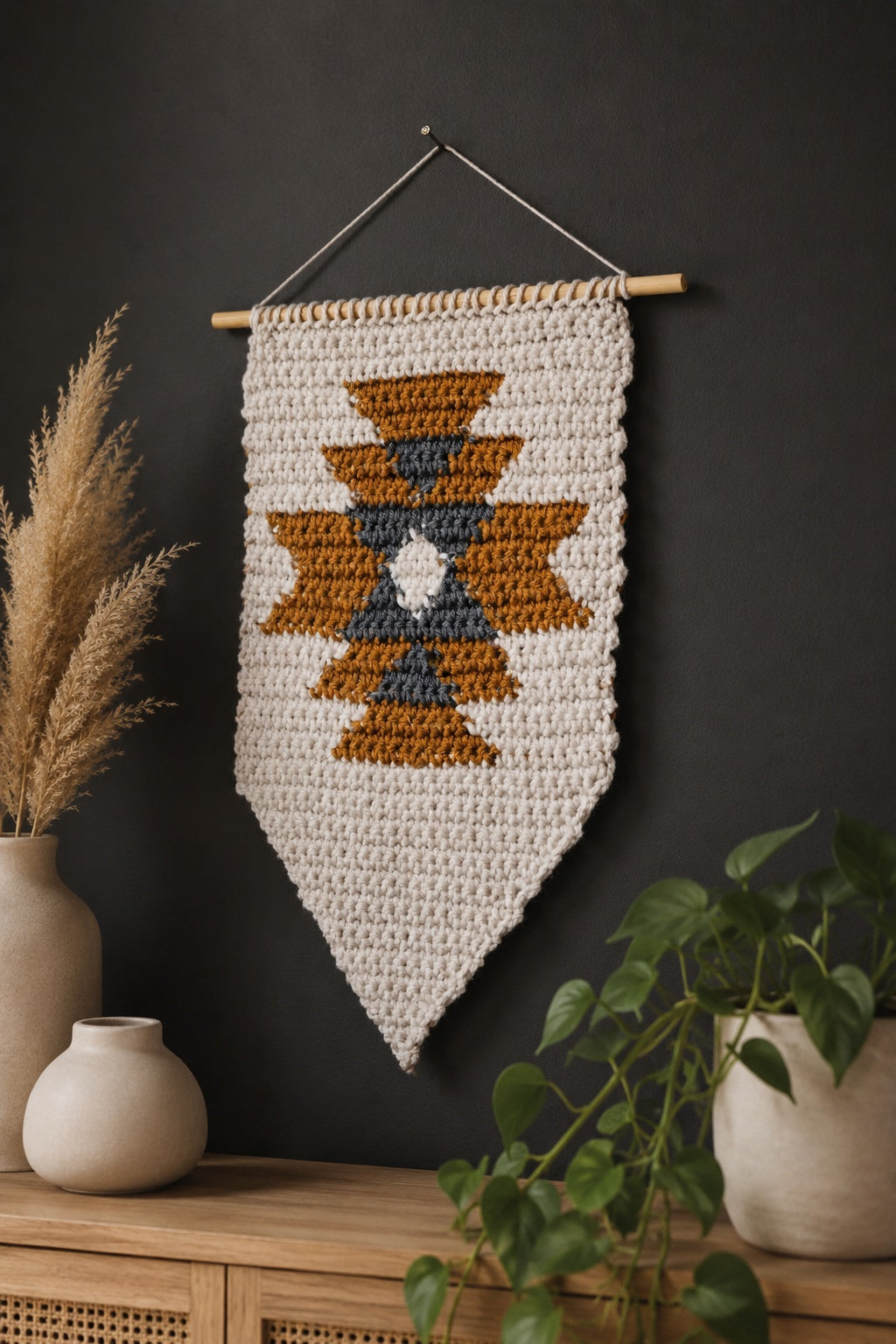 crochet wall hanging tapestry home decor southwest desert Dune Wall Hanging darling jadore