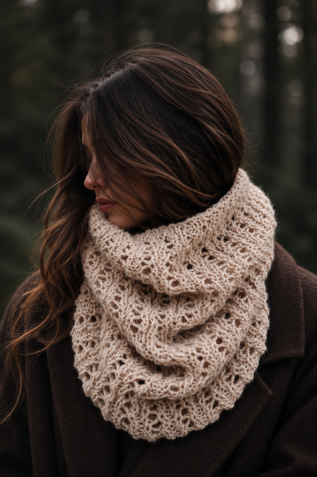 cowl scarf knitting pattern infinity scarf circle scarf Snowfall Cowl