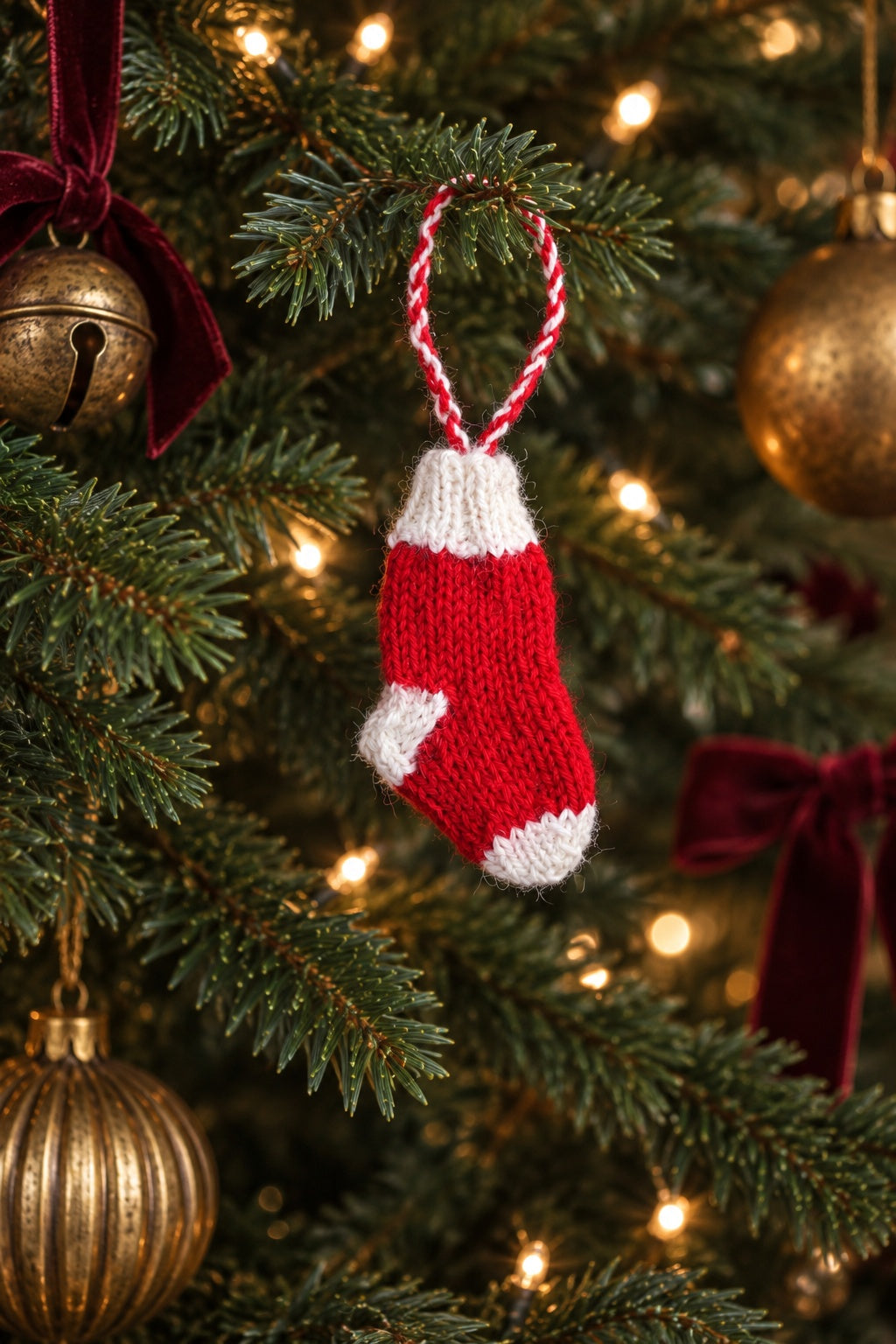 mini knit sock stocking ornament easy knit pattern