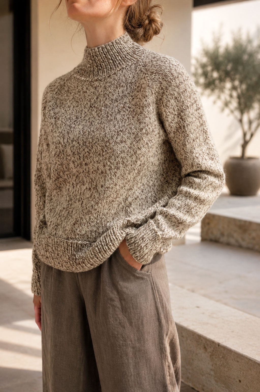 turtleneck sweater mock neck raglan sweater pullover knitting pattern Briar Sweater Darling Jadore