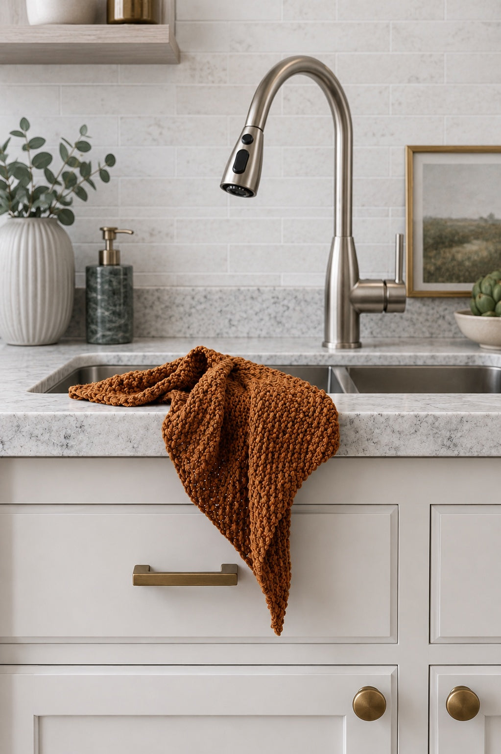 tea towel knitting pattern modern decor farmhouse Kobuk