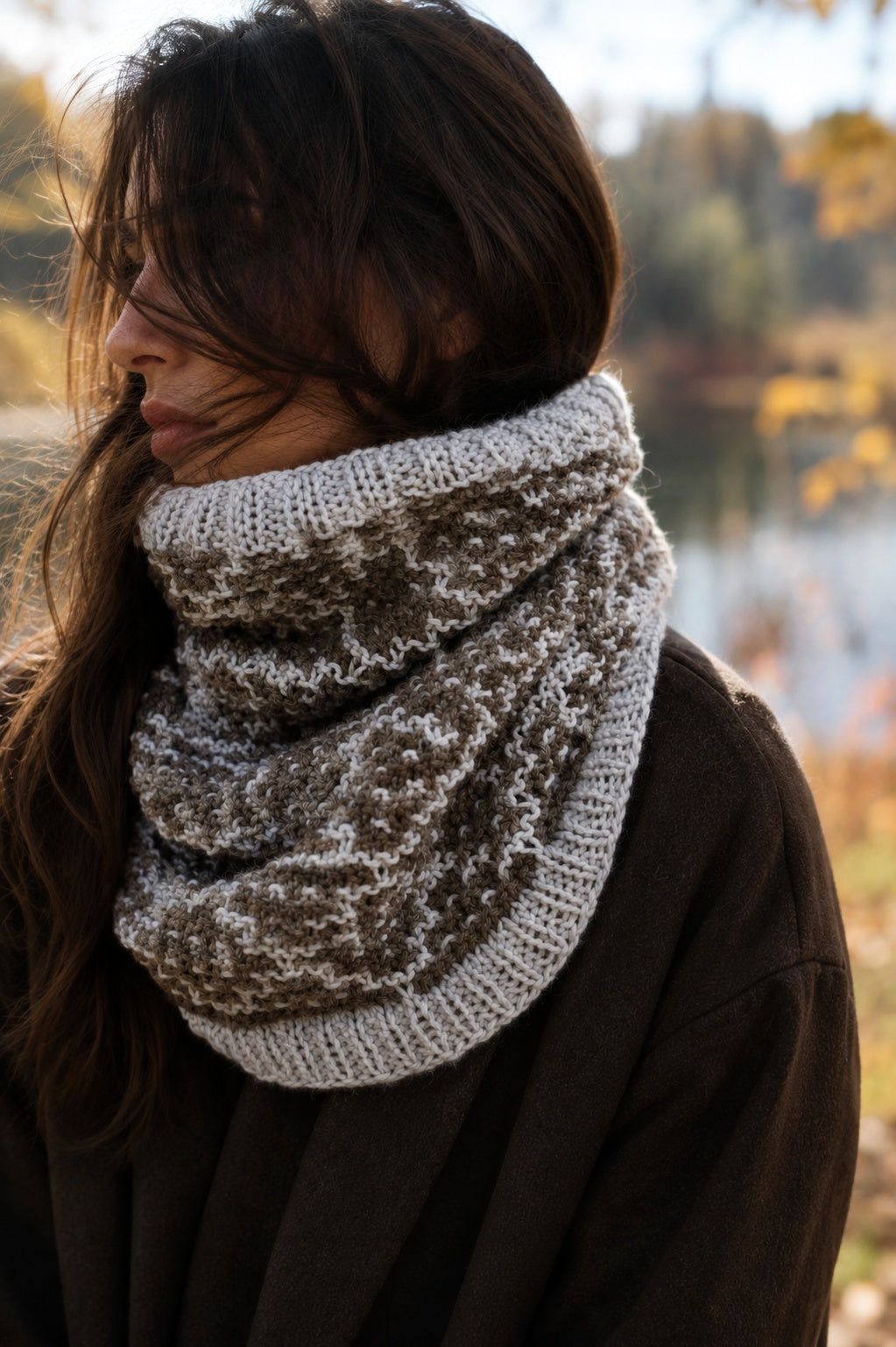 cowl snood scarf knitting pattern, knit circle scarf easy knitting pattern darling jadore iceberg cowl knit pattern