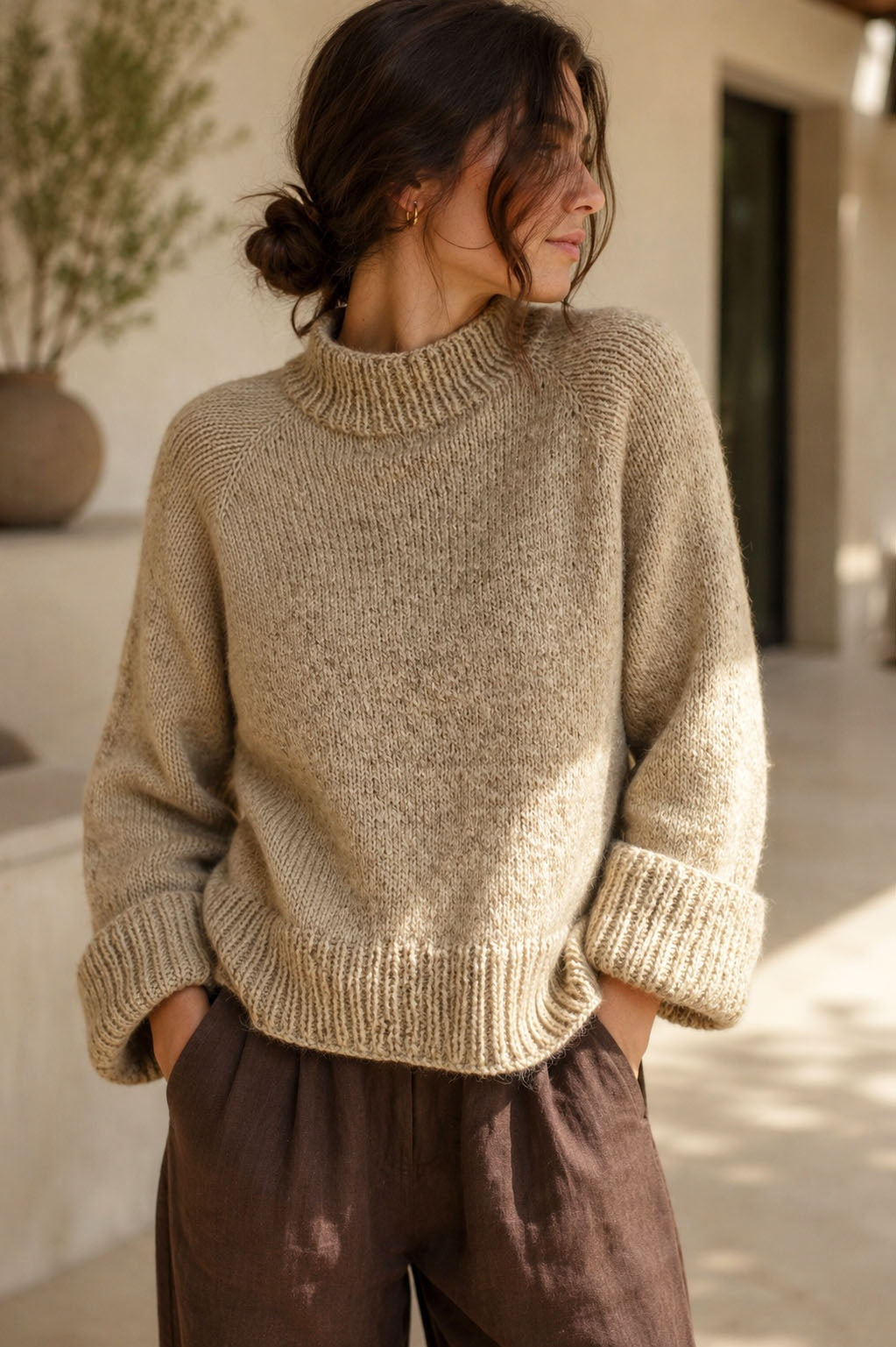oversize raglan sweater knitting pattern top down knit jumper pullover Comfort
