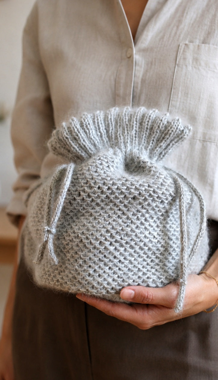 bucket bag knitting pattern knit drawstring purse easy knit purse bag Vale Bag darling jadore