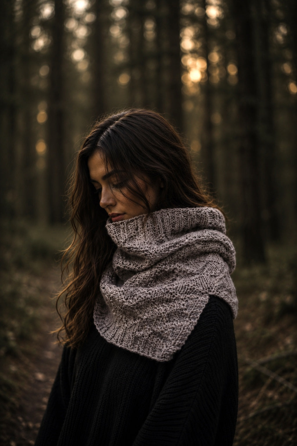 split hem cowl knitting pattern, knit infinity scarf easy knit snood Harbor Cowl