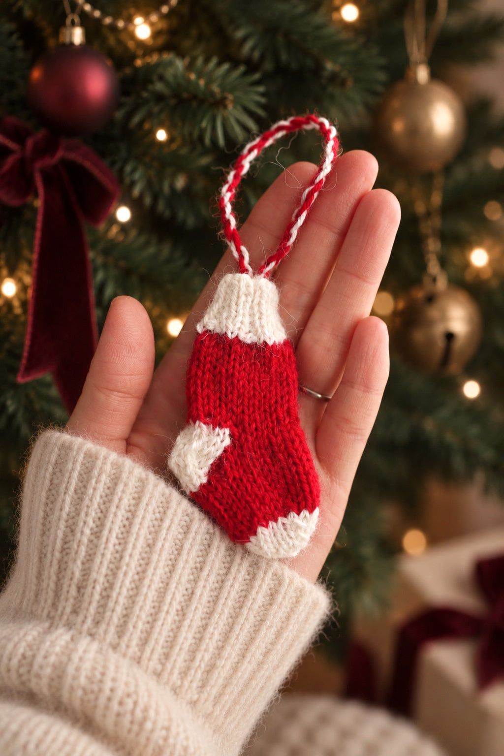 mini knit sock stocking ornament easy knit pattern