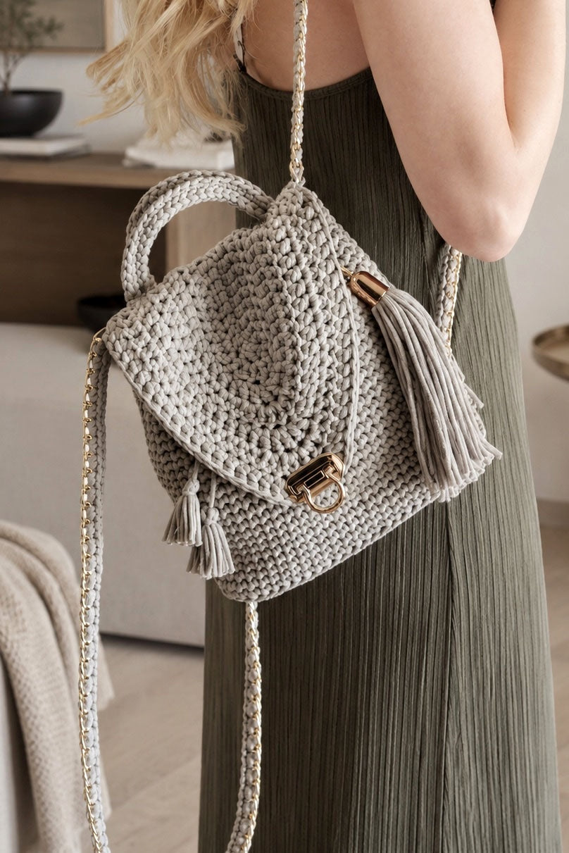 crochet backpack purse. easy crochet tote bag purse back pack lola bag