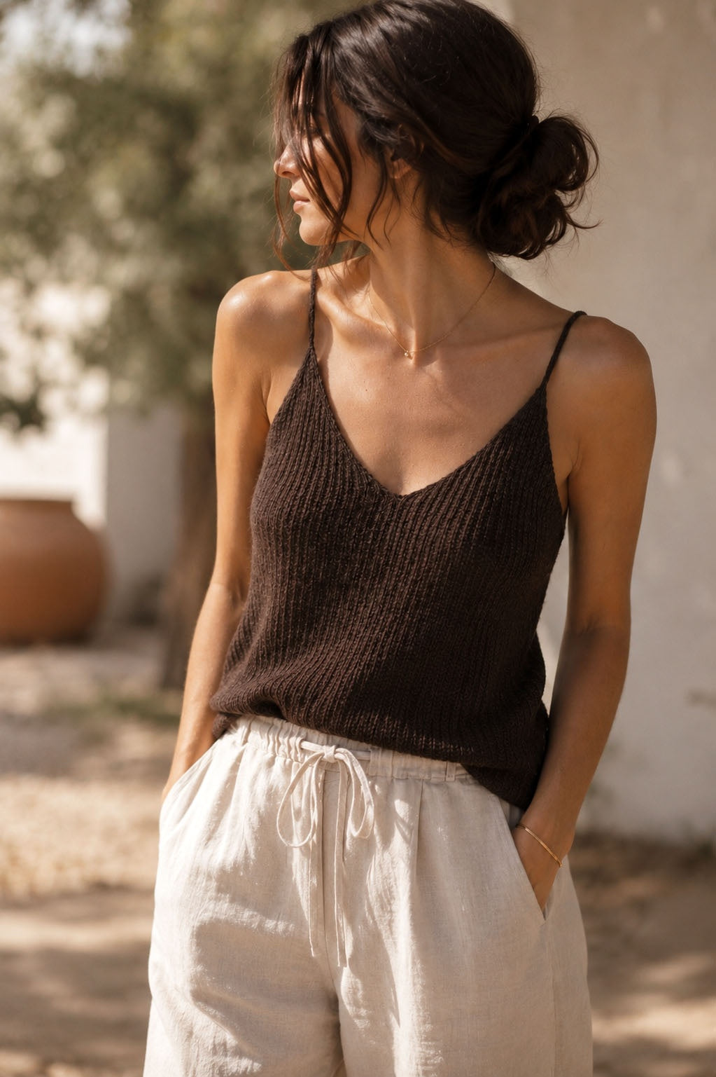 knit cami tank top pattern Chocolate Camisole knitting pattern