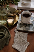 woven knit coaster kitchen decor easy knitting pattern farmhouse