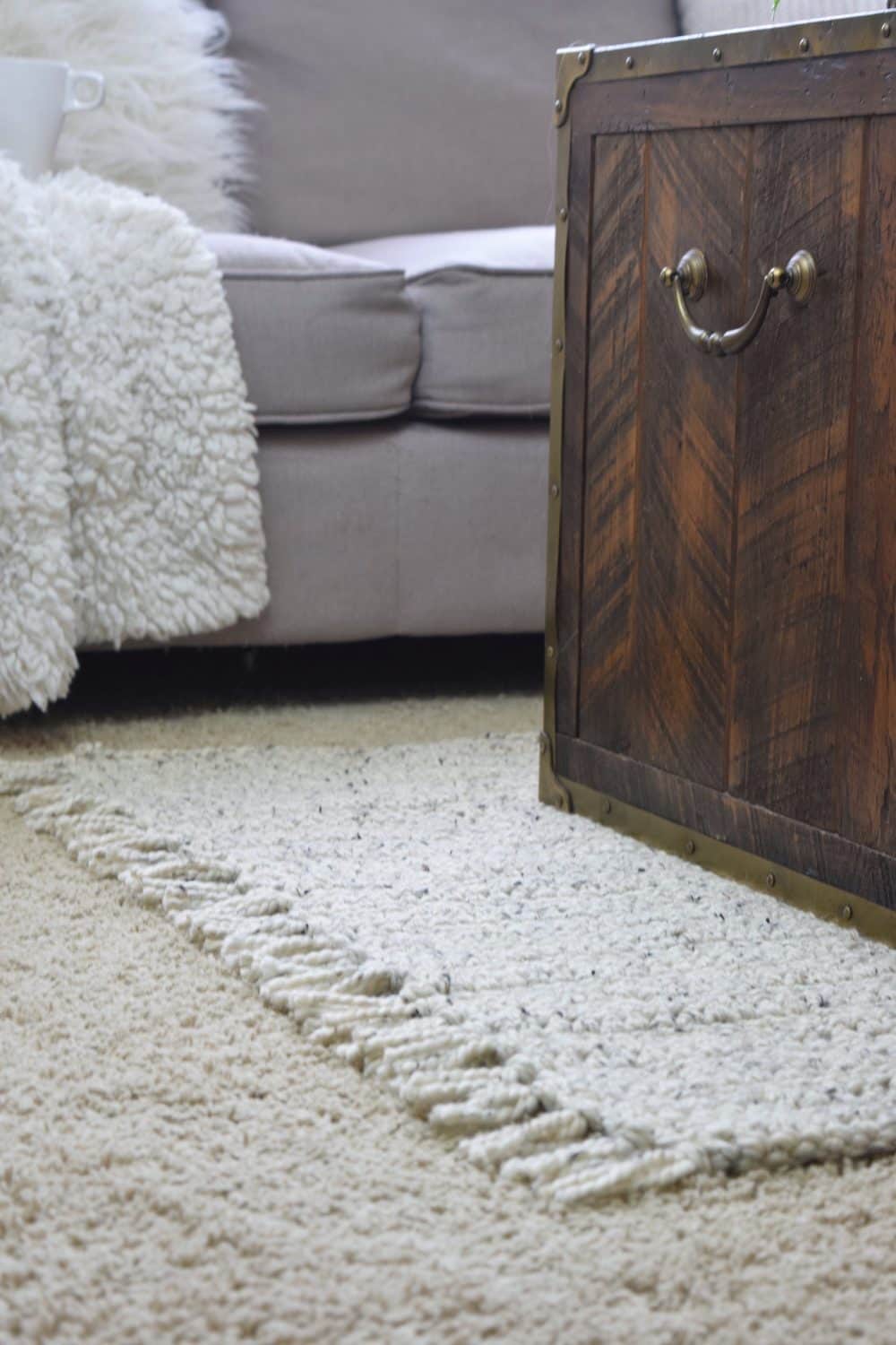 Beginner-friendly crochet rug pattern displayed in minimalist home setting