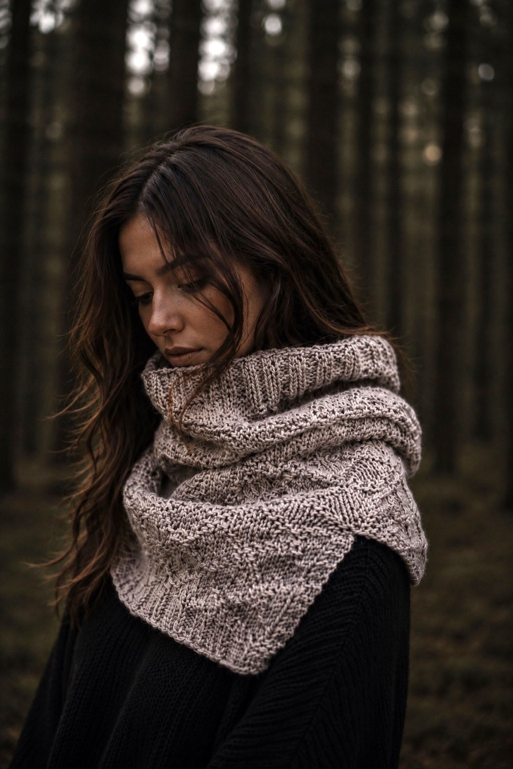 split hem cowl knitting pattern, knit infinity scarf easy knit snood Harbor Cowl