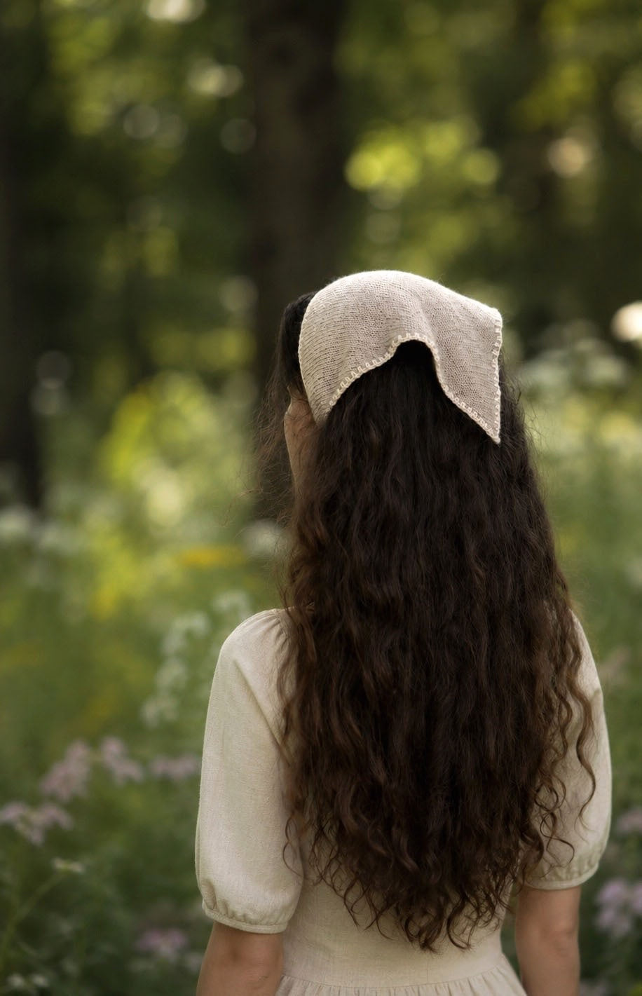 knit bandana head scarf triangle scarf