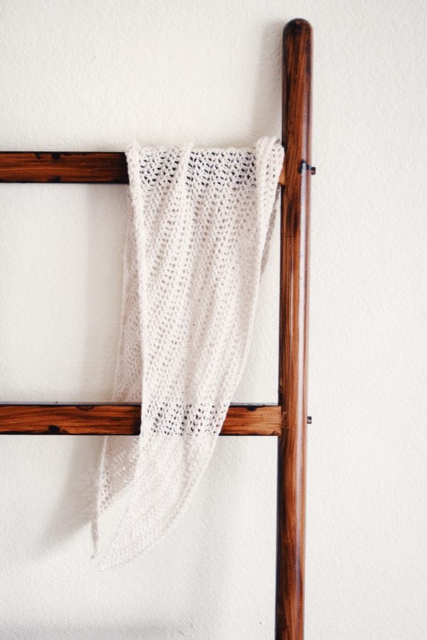 Versatile triangle scarf crochet pattern worn as hair accessory