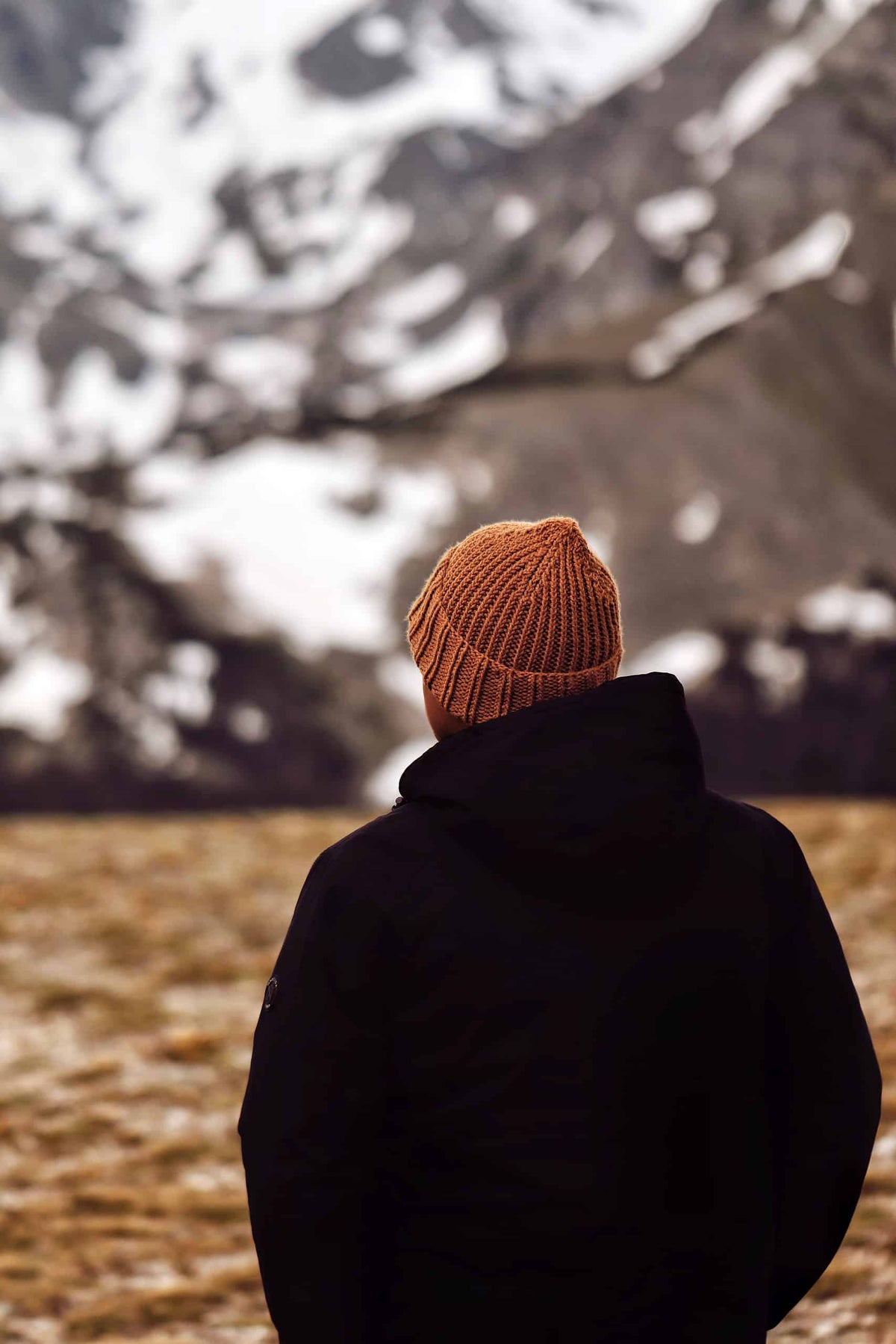 Ribbed beanie knit pattern styled on model showing fit and drape
