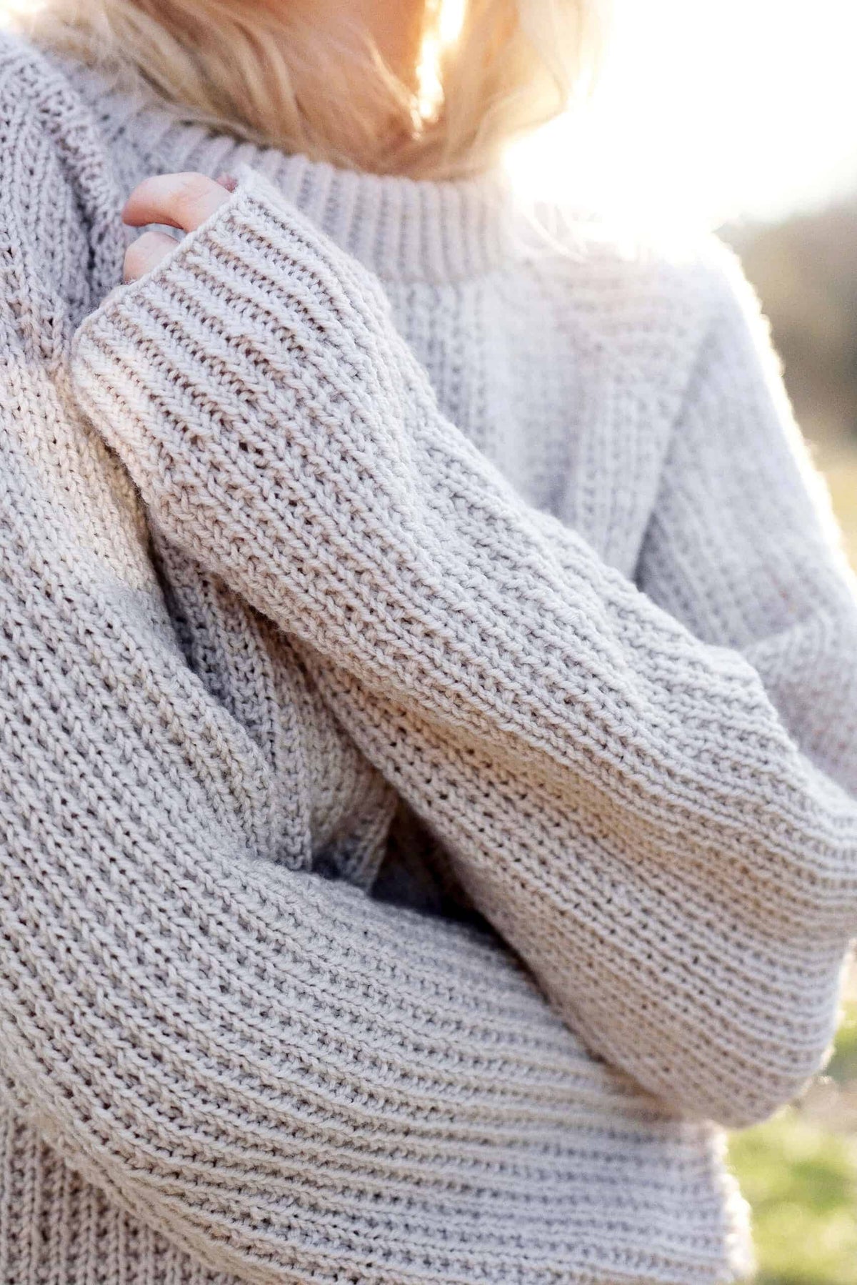The Hawthorn Sweater DK knitting pattern - textured raglan pullover in cream yarn