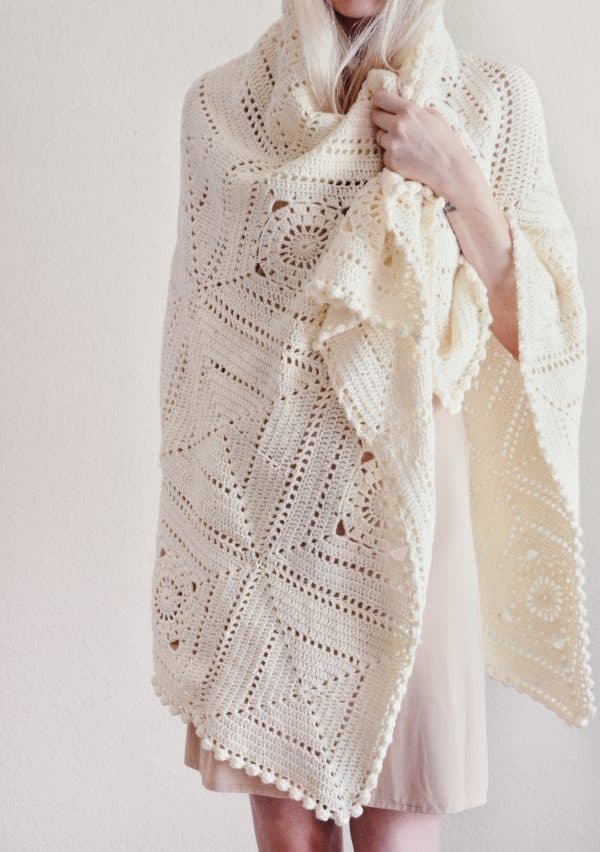 Modern granny square throw pattern detail highlighting textural stitches and timeless design