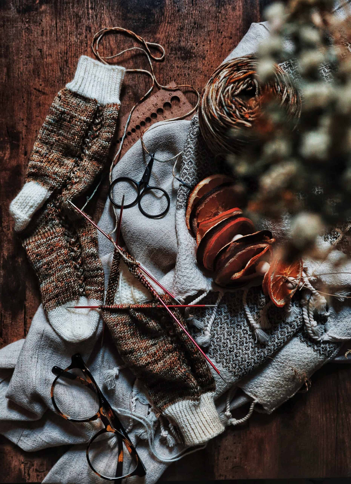 Pair of green lace panel socks hand knit pattern - The Garden Socks by Darling Jadore