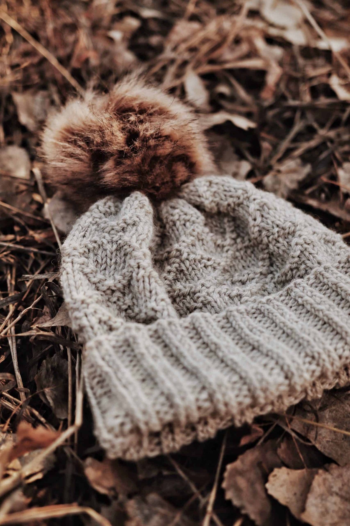 Close up detail of diamond texture stitch pattern on Harbor Beanie knit hat