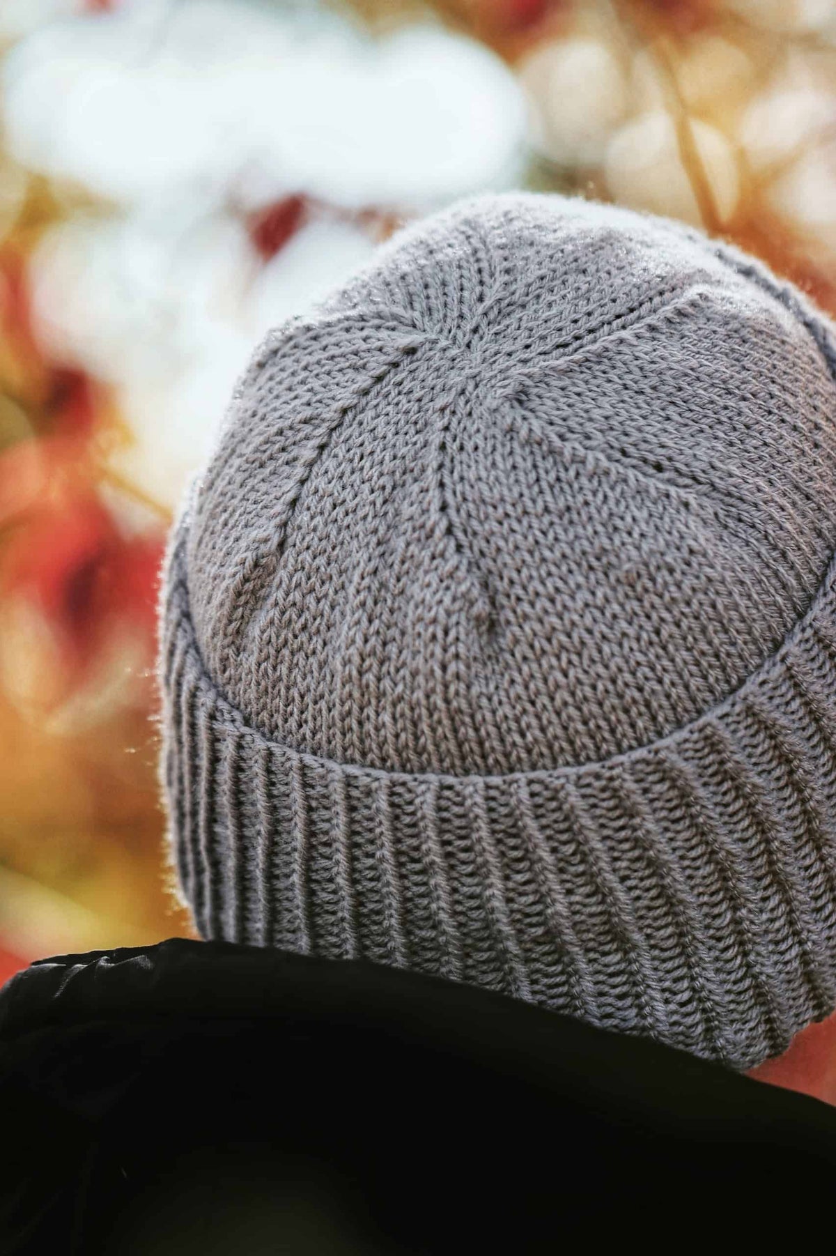 Easy mens beanie knitting pattern side view showing classic slouchy style