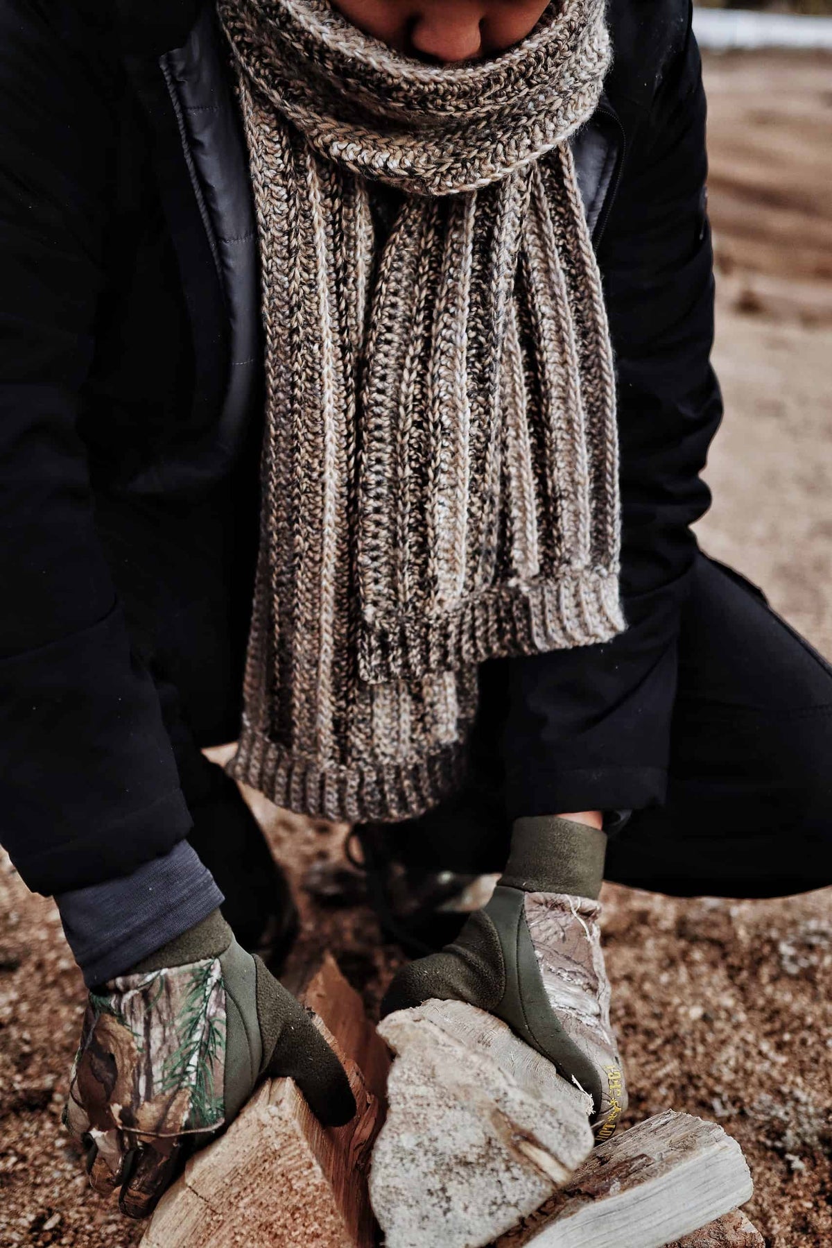 Easy beginner crochet scarf pattern with classic ribbed stitch texture