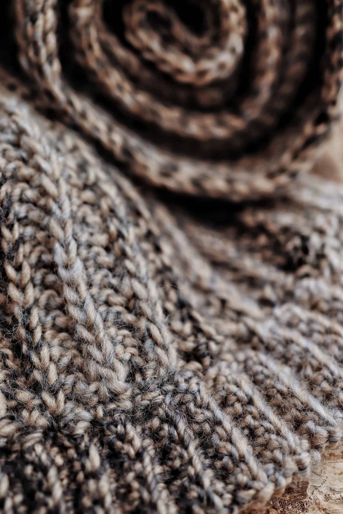 The Wildwood scarf crochet pattern ribbing detail and structured ends