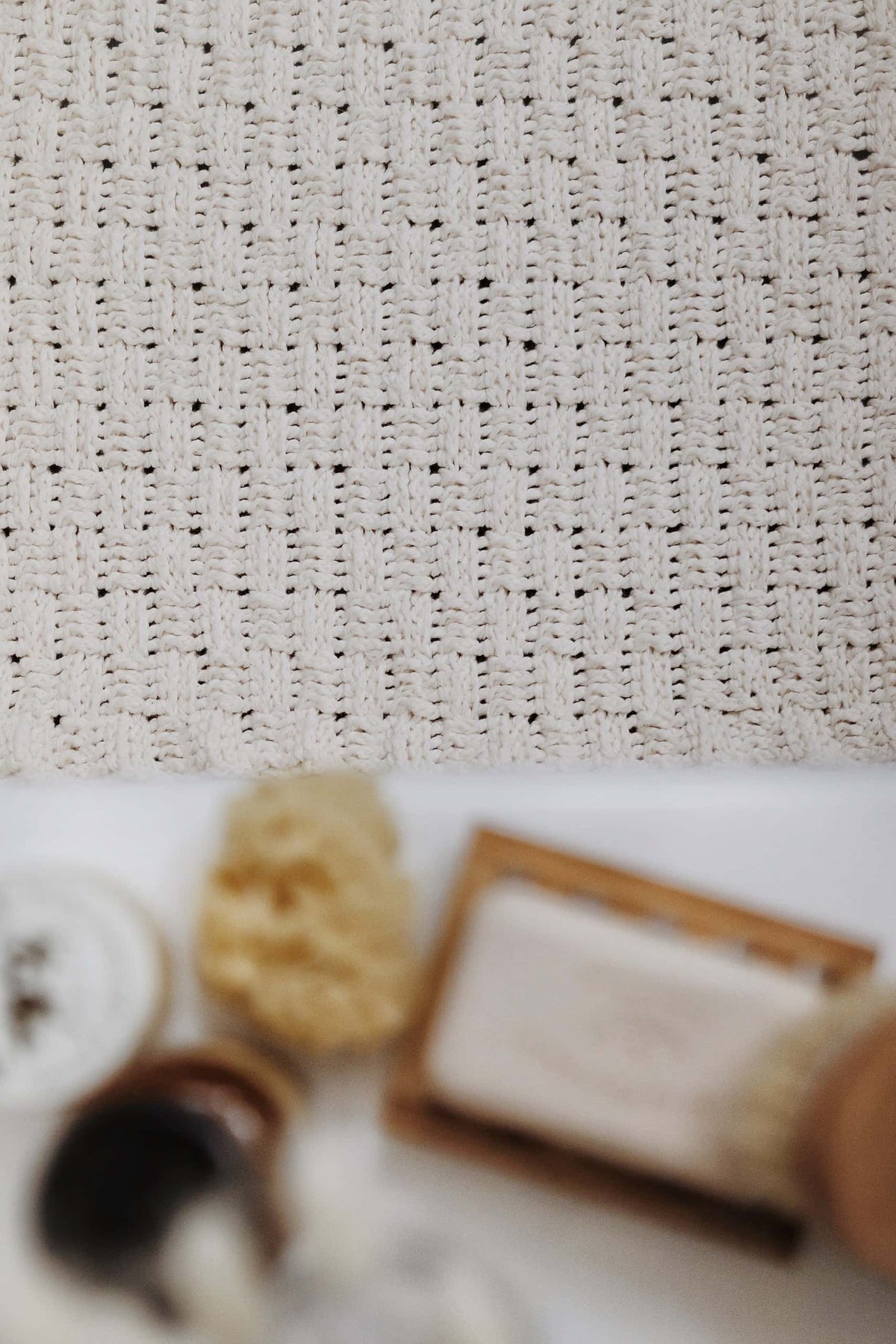 Close-up of absorbent woven texture in Daybreak bath mat crochet pattern