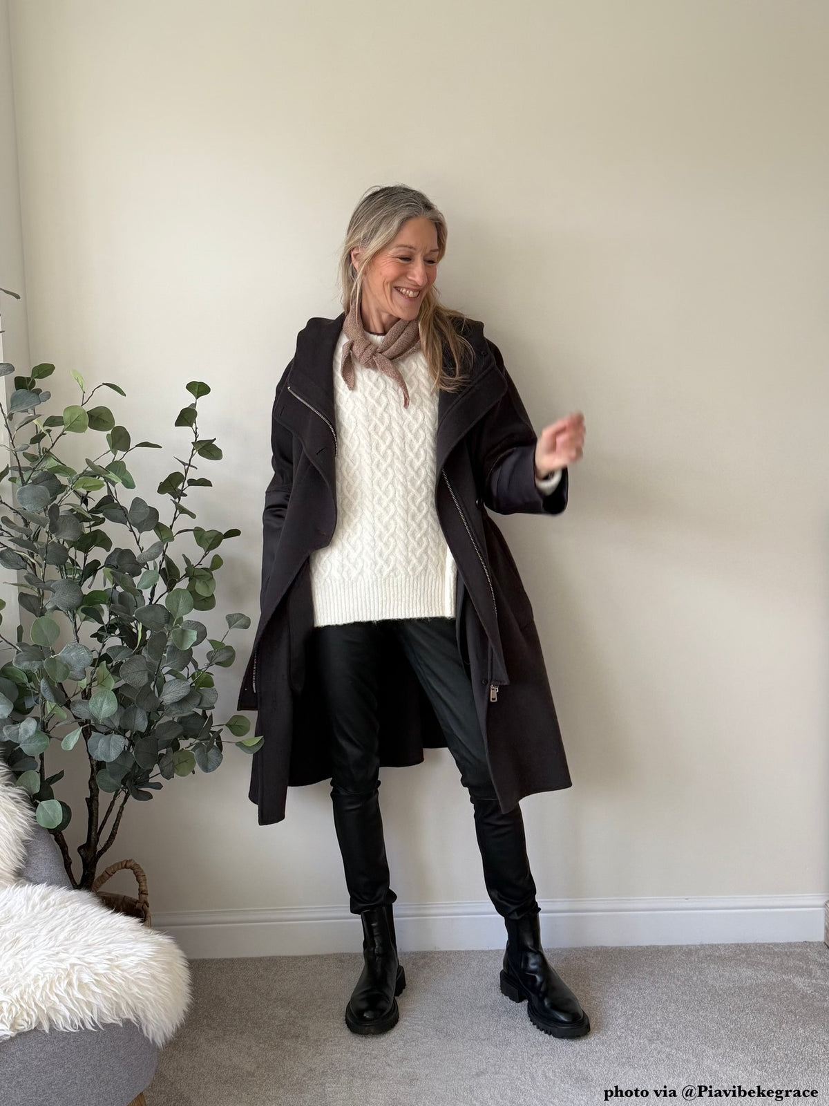 Beginner-friendly bandana scarf knitting pattern styled for layering