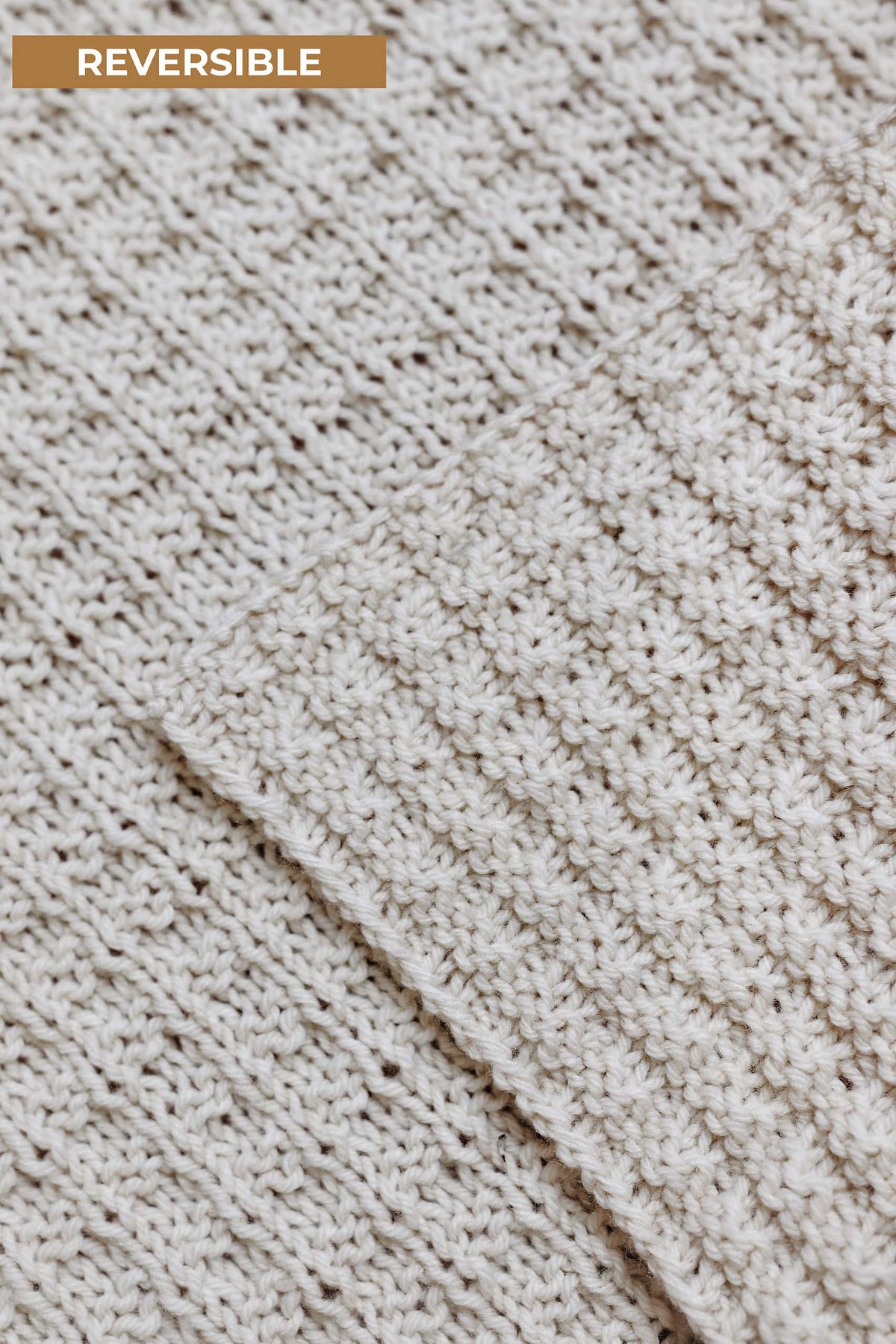 Reversible tea towel knitting pattern showing textured ridges on both sides