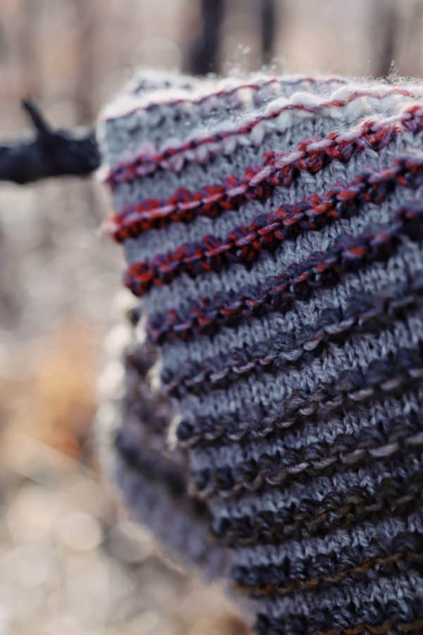 Cream knitted cowl with bobble texture detail - Rosewood Cowl pattern by Darling Jadore