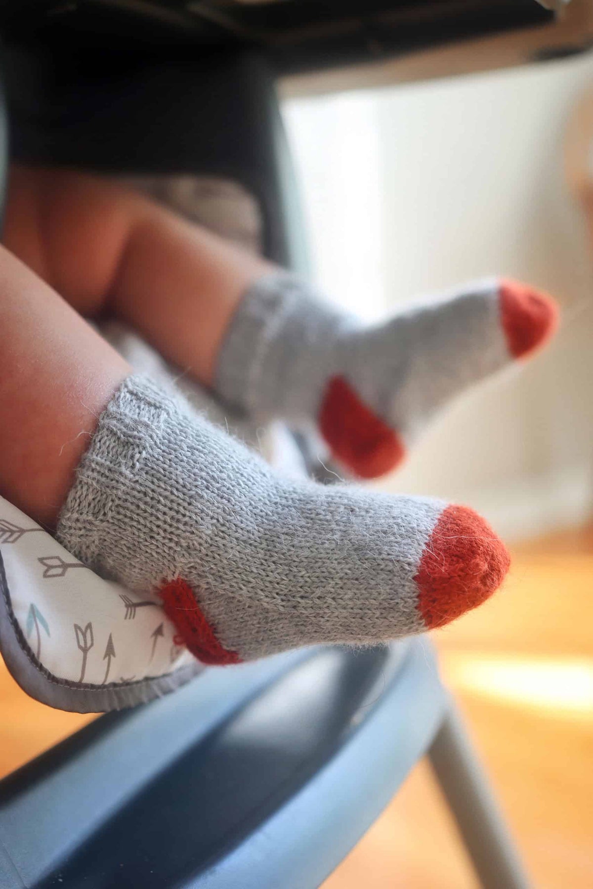 Cozy toddler socks knitting pattern featuring seamless stockinette construction