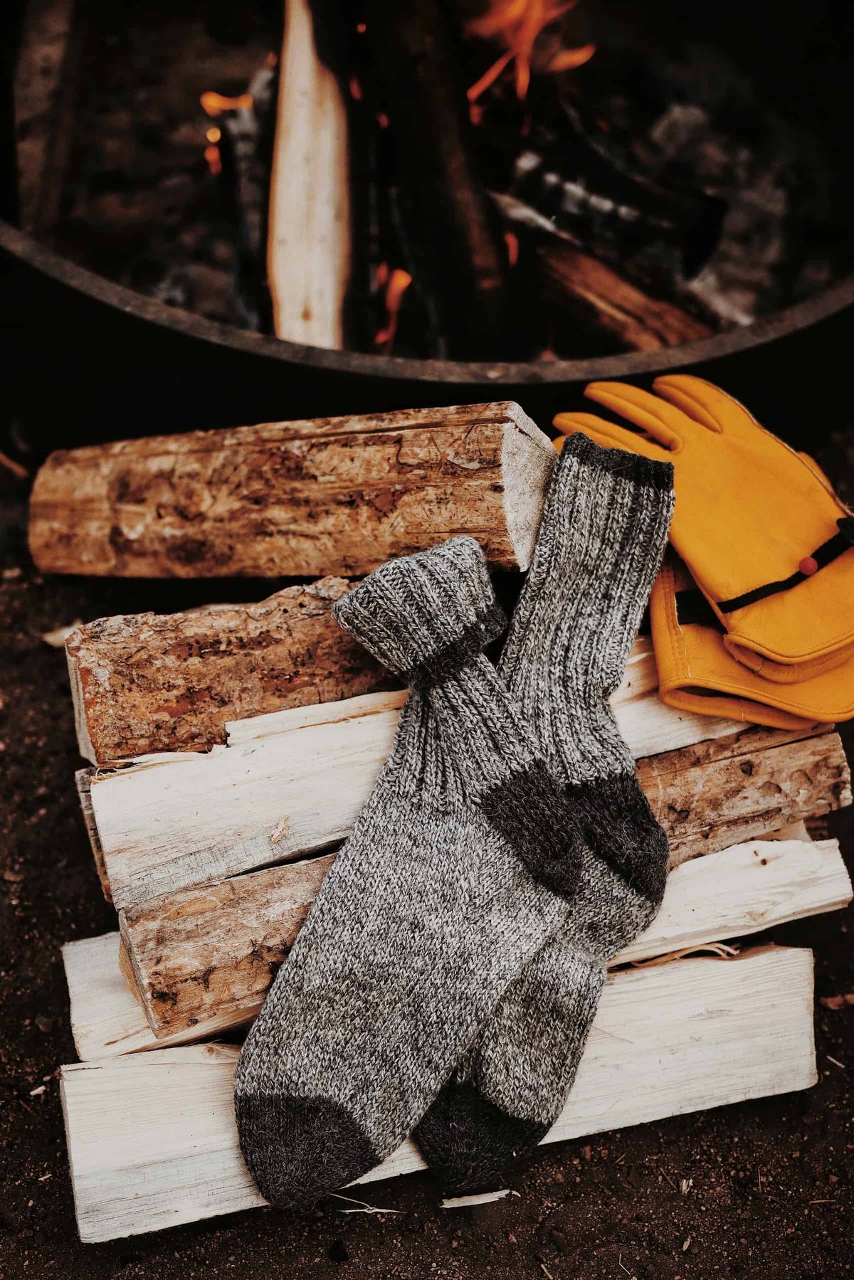 Easy knit socks pattern for warm boot socks with vintage aesthetic