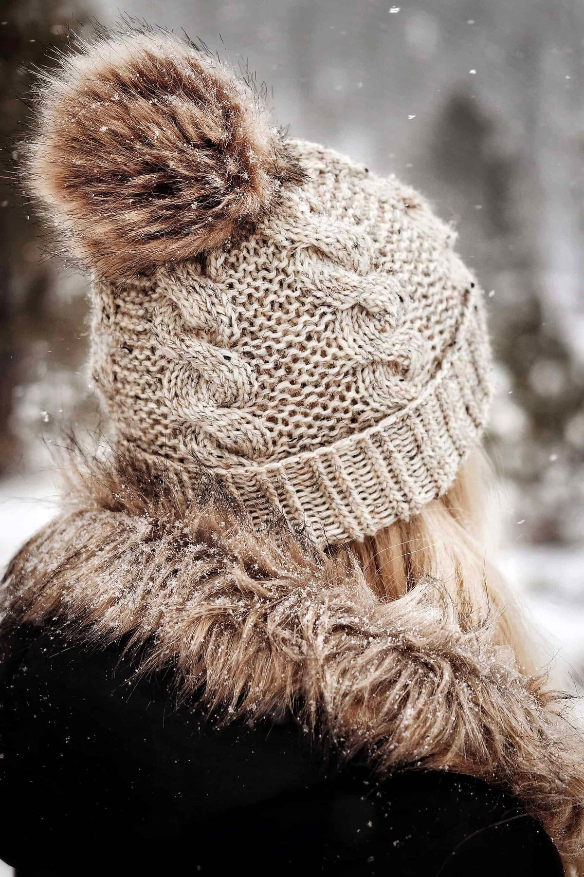 Cable knit beanie with textured spiral pattern and fold-up brim - The Timber Beanie knitting pattern by Darling Jadore