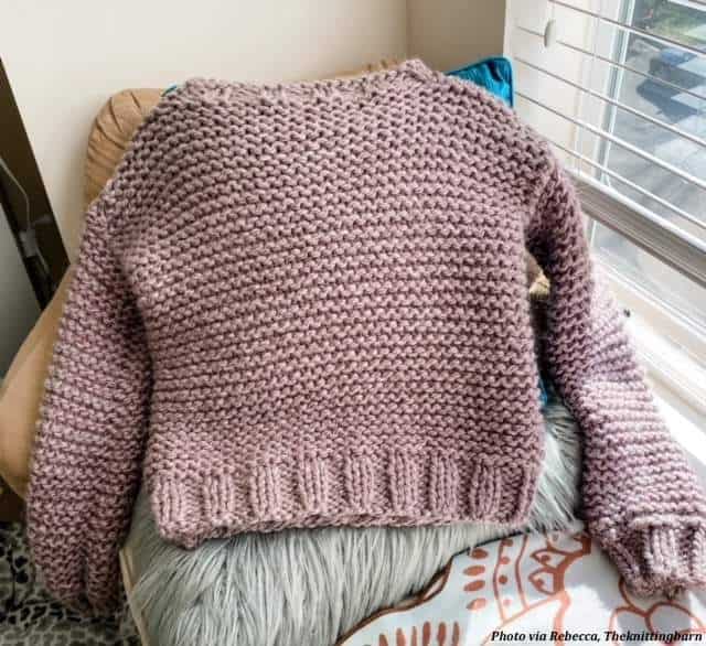 The Campfire Sweater knitting pattern cover showing chunky pullover in cream yarn